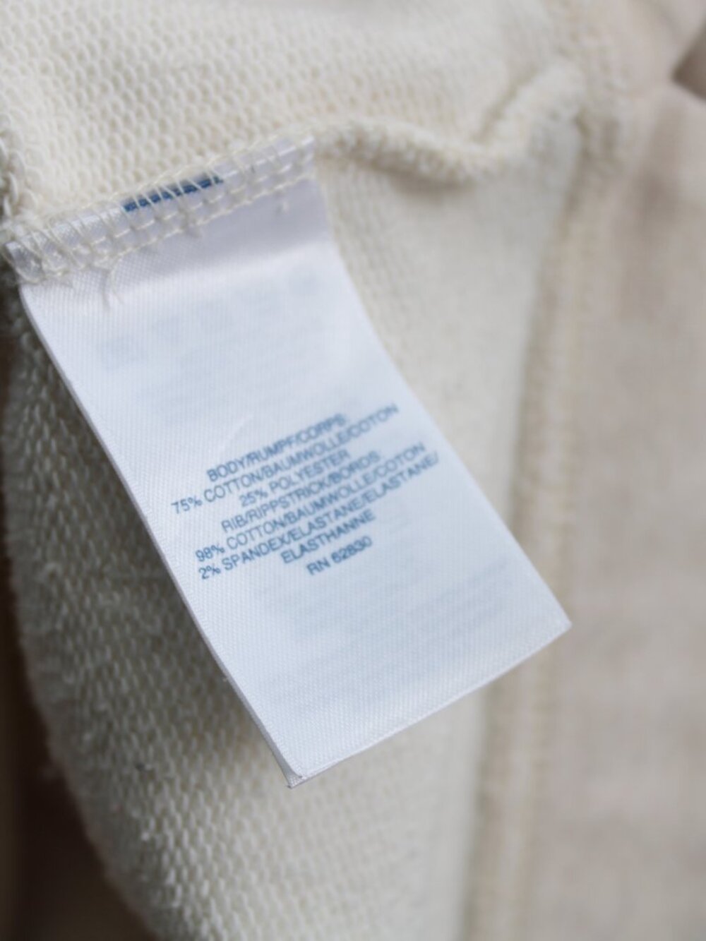 Lands End Relaxed Serious Sweats Long Sleeve Crewneck Sweatshirt Cream sz Small - Picture 4 of 5